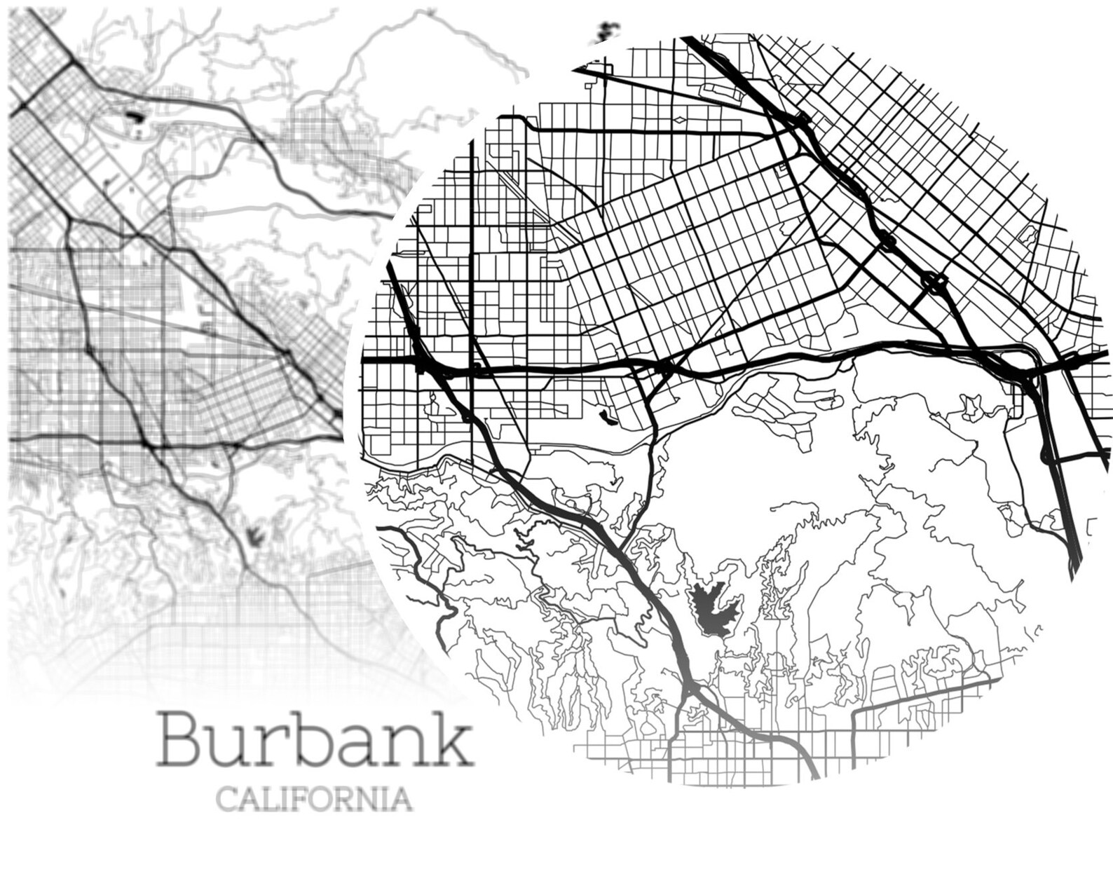 Burbank Map INSTANT DOWNLOAD Burbank California City Map Etsy