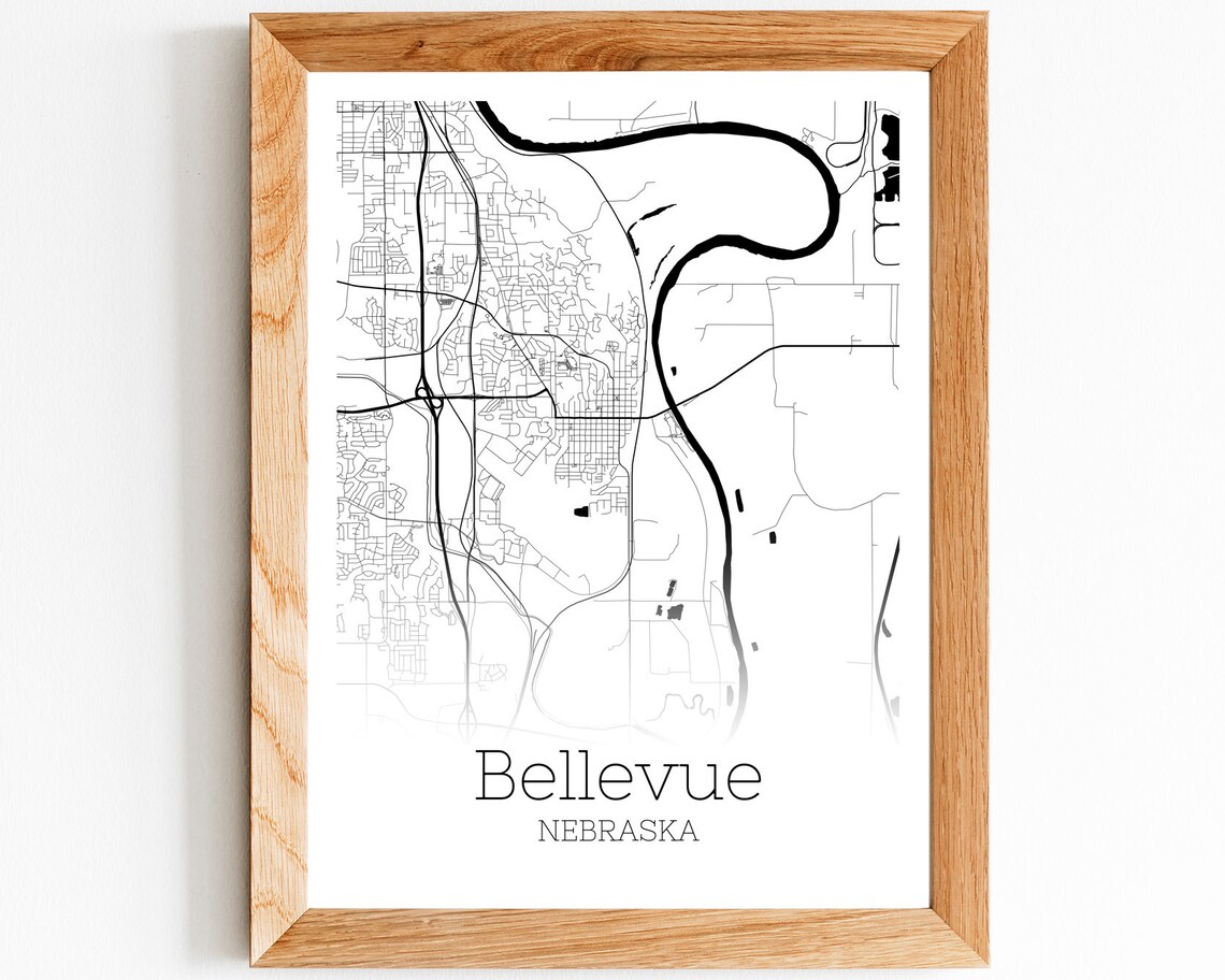 Bellevue Map INSTANT DOWNLOAD Bellevue Nebraska City Map | Etsy