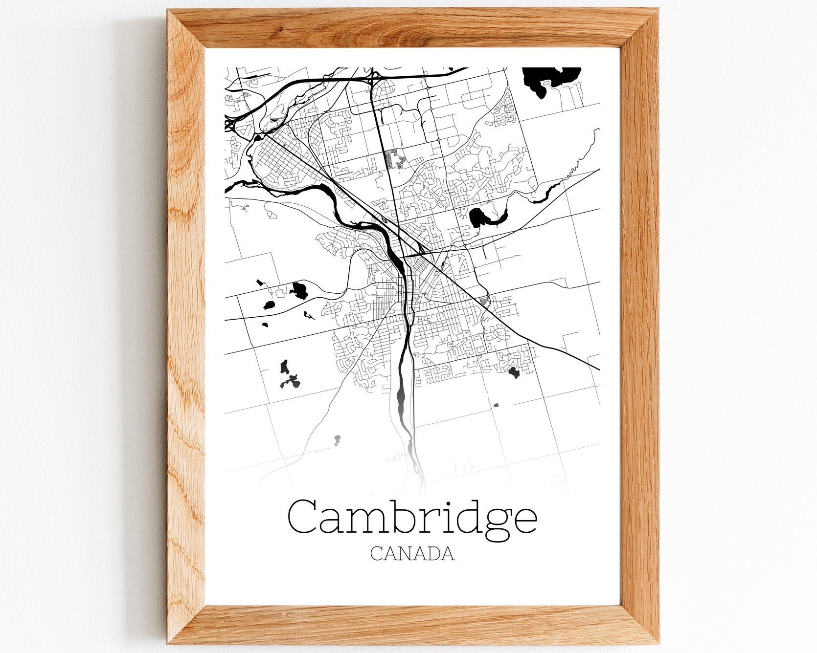 Cambridge Map INSTANT DOWNLOAD Cambridge Canada City Map | Etsy