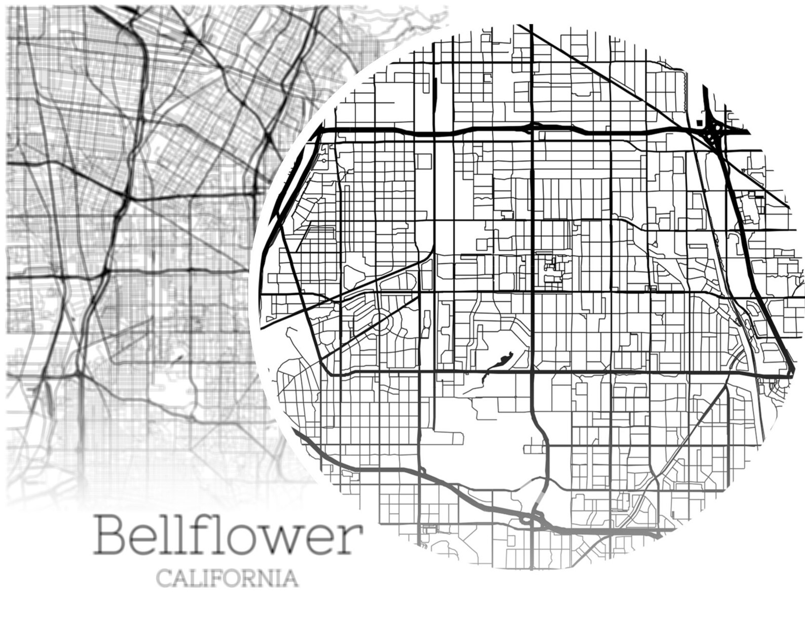 Bellflower California Wall Map Basic Style By Marketm vrogue.co