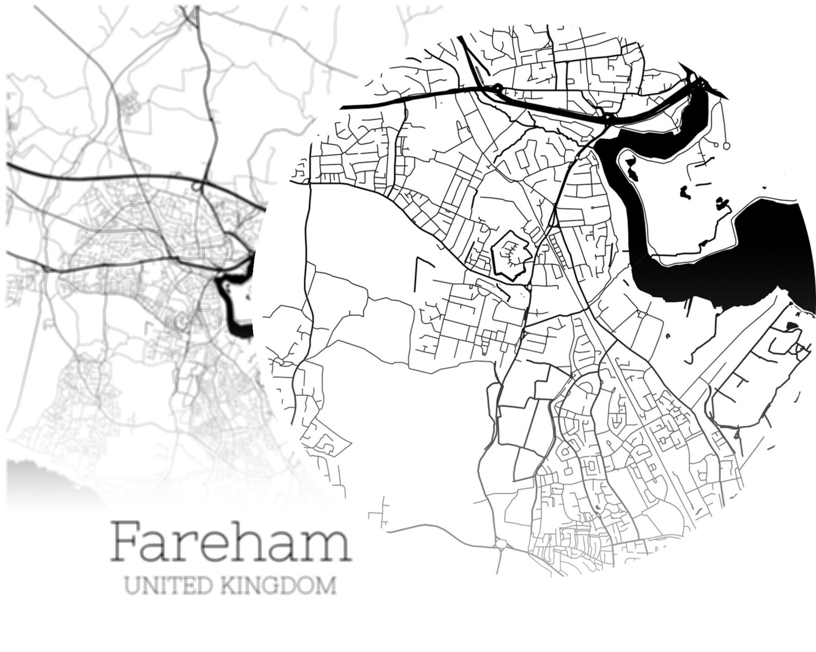 Fareham Map INSTANT DOWNLOAD Fareham United Kingdom City Map Etsy