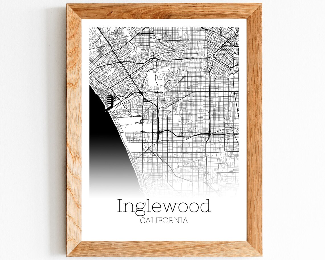 Inglewood Map INSTANT DOWNLOAD Inglewood California City Map Etsy