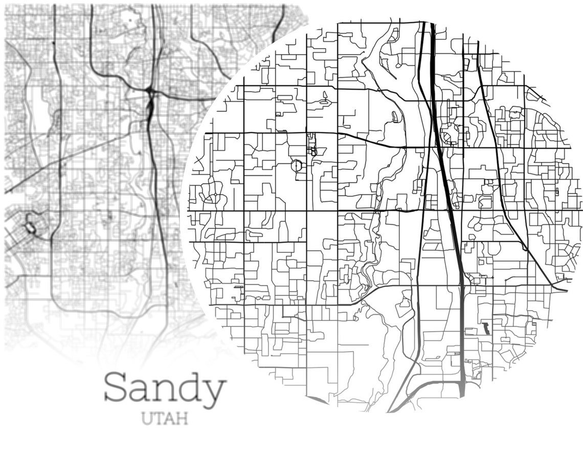 Sandy Map INSTANT DOWNLOAD Sandy Utah City Map Printable Etsy