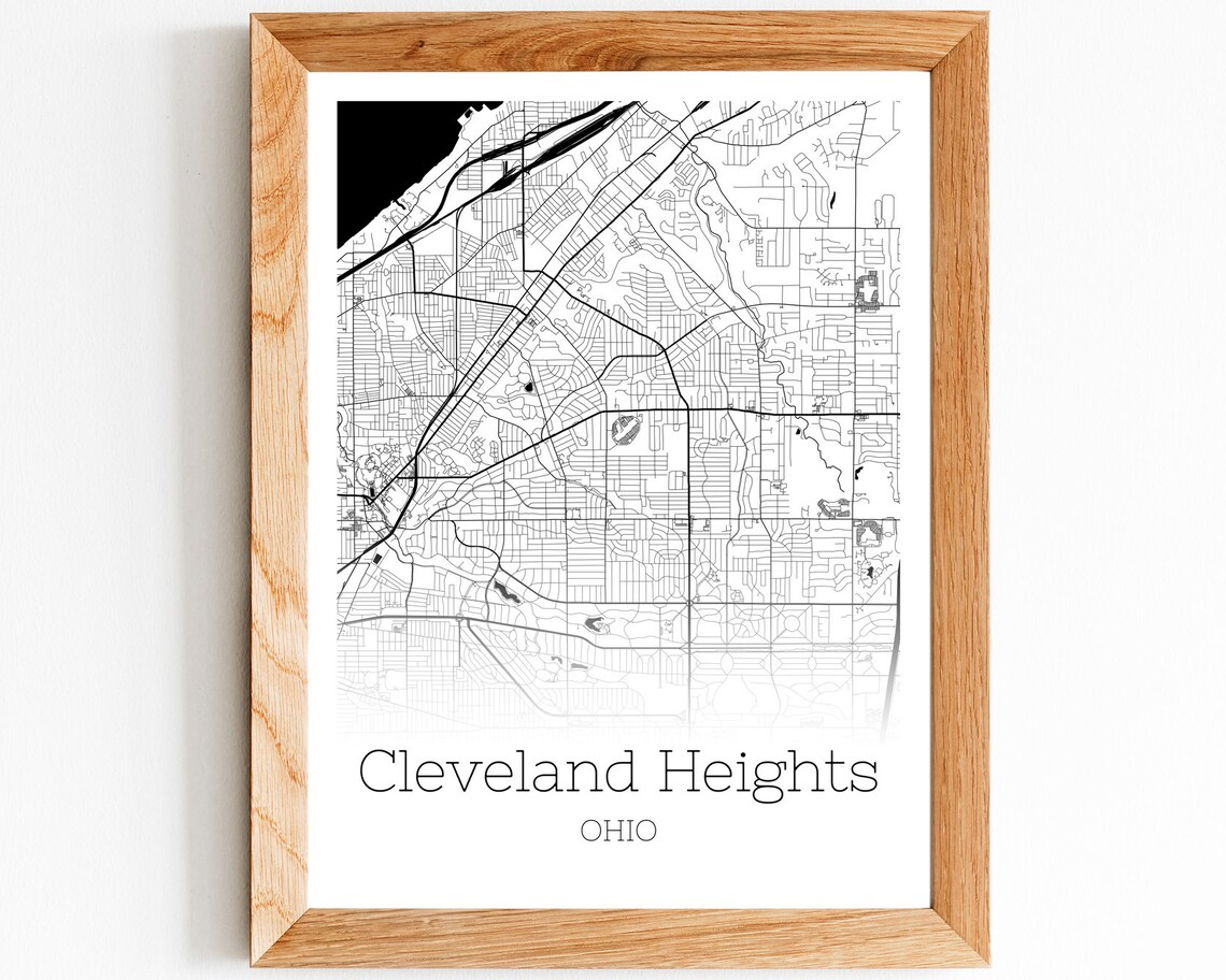 Cleveland Heights Map INSTANT DOWNLOAD Cleveland Heights Ohio Etsy