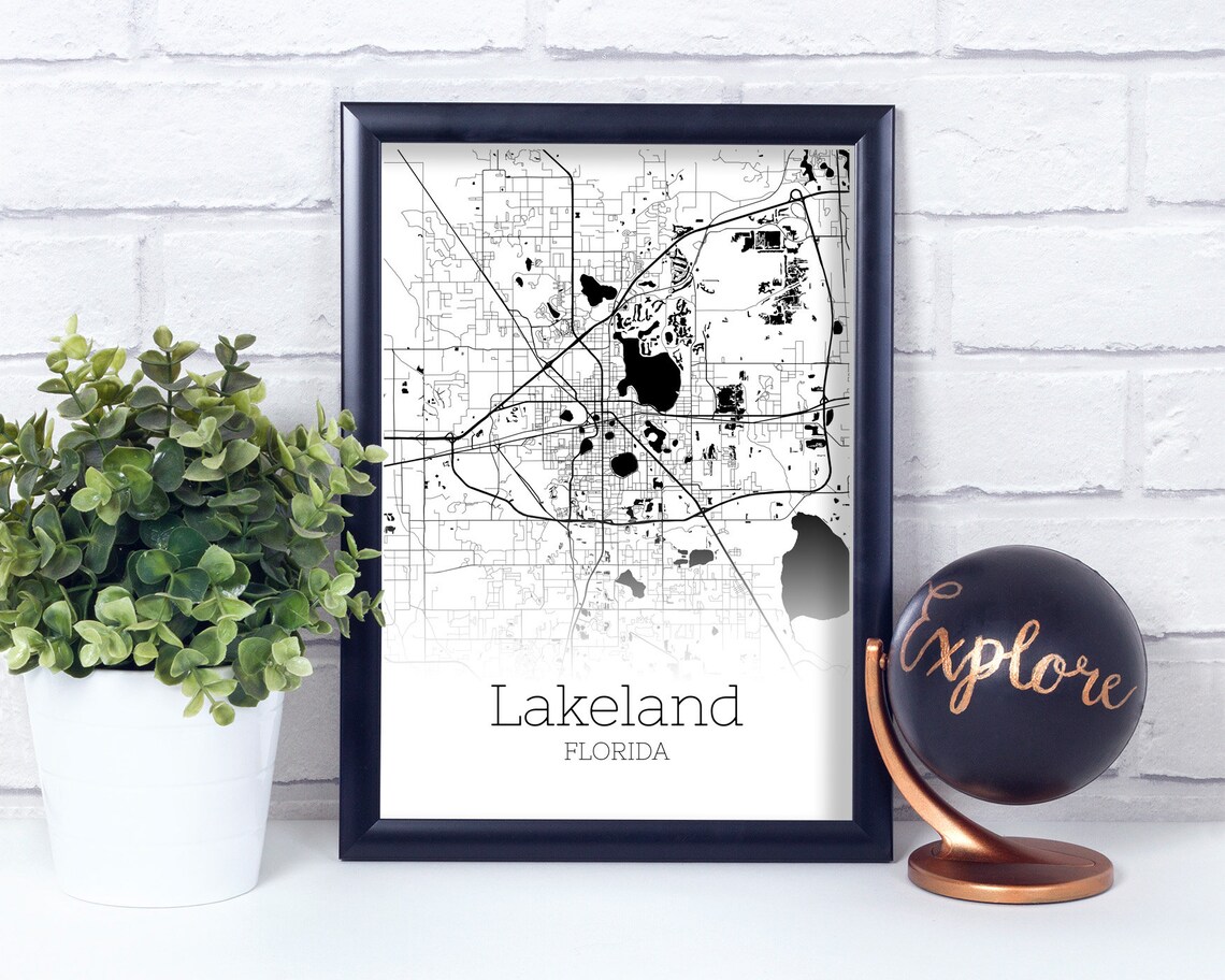 Lakeland Map INSTANT DOWNLOAD Lakeland Florida City Map | Etsy