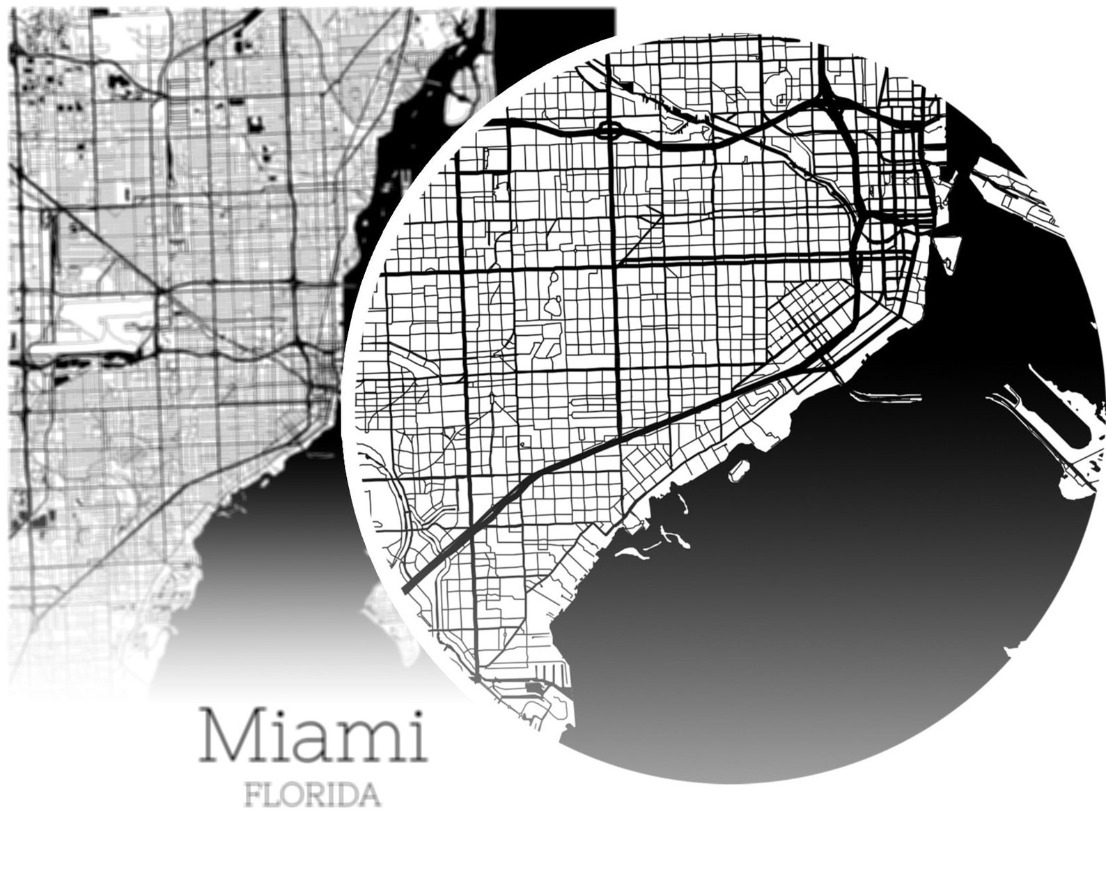 Miami Map INSTANT DOWNLOAD Miami Florida City Map Printable | Etsy