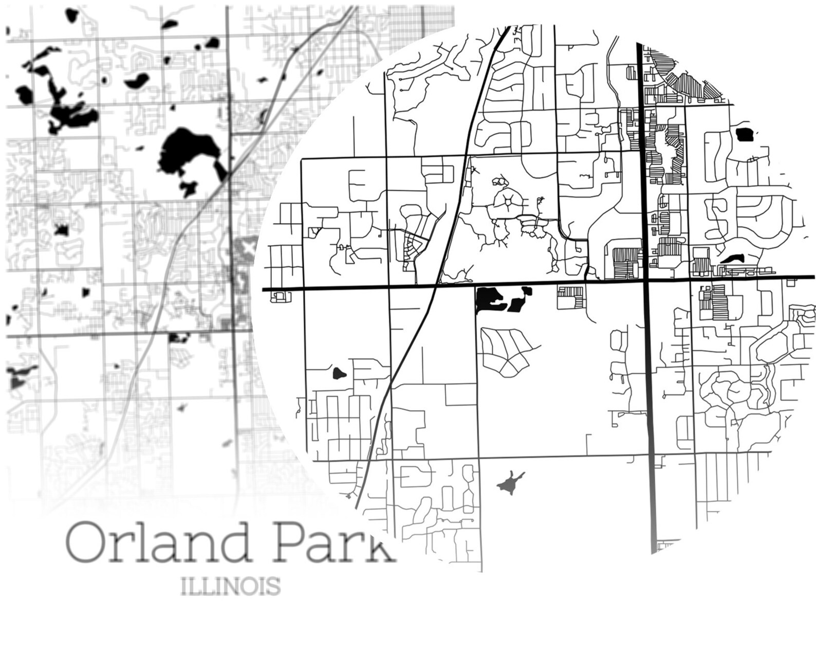 Orland Park Map INSTANT DOWNLOAD Orland Park Illinois City Etsy