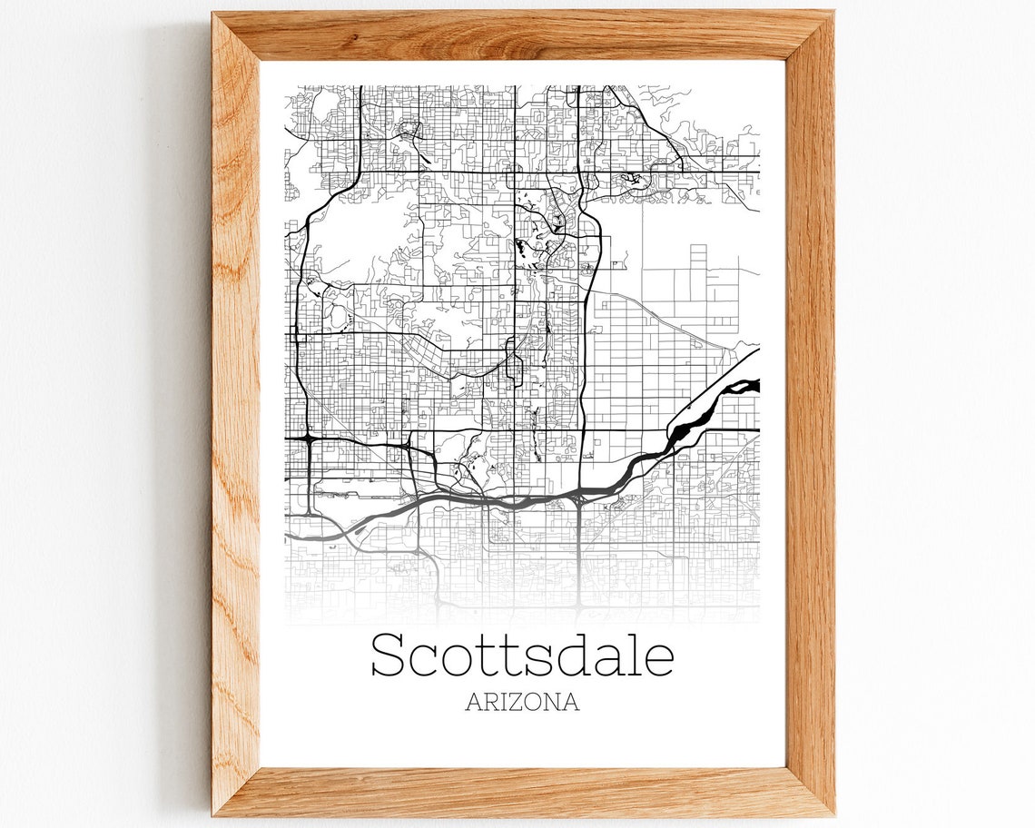 Scottsdale Map INSTANT DOWNLOAD Scottsdale Arizona City Map | Etsy
