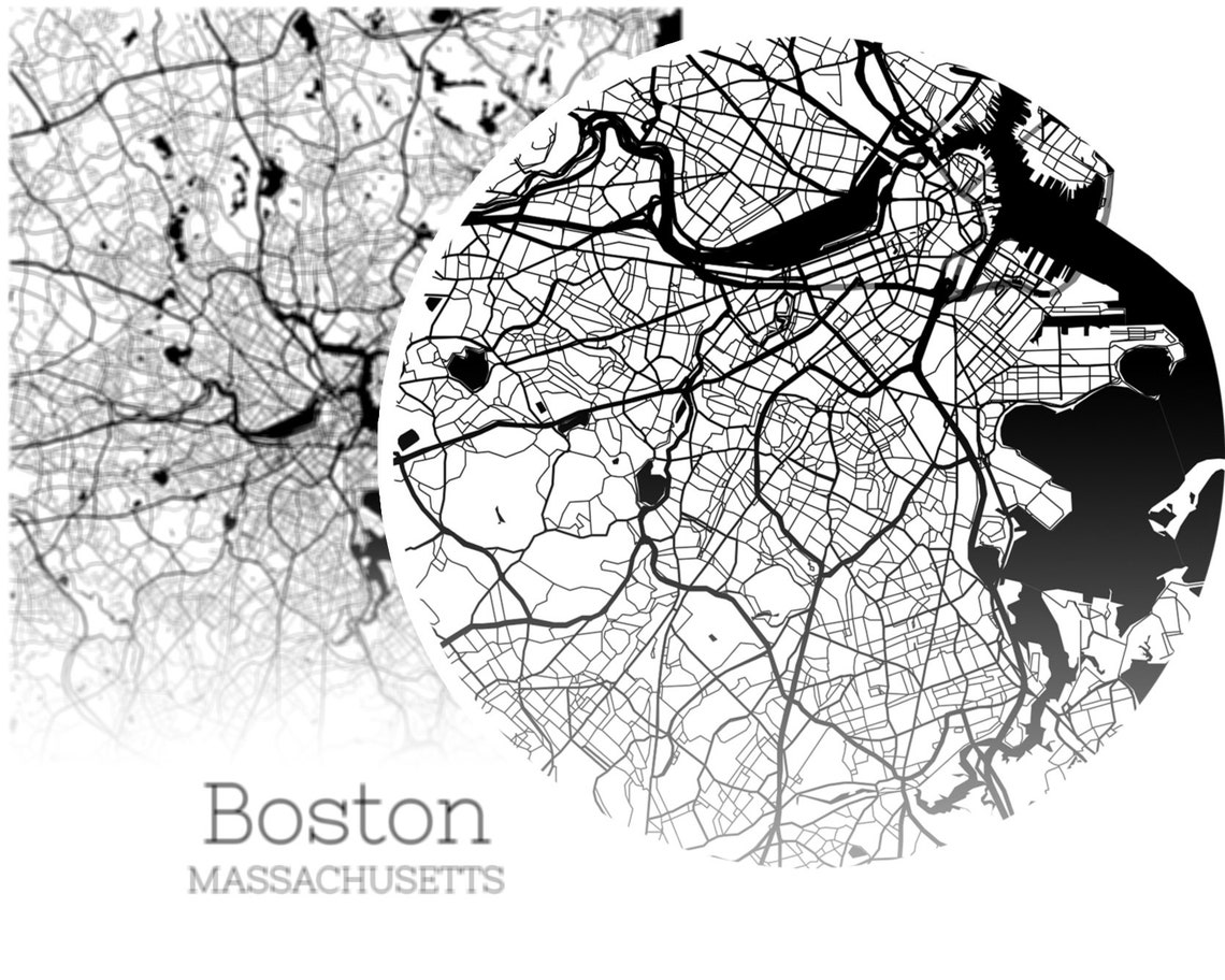 Boston Map INSTANT DOWNLOAD Boston Massachusetts City Map | Etsy