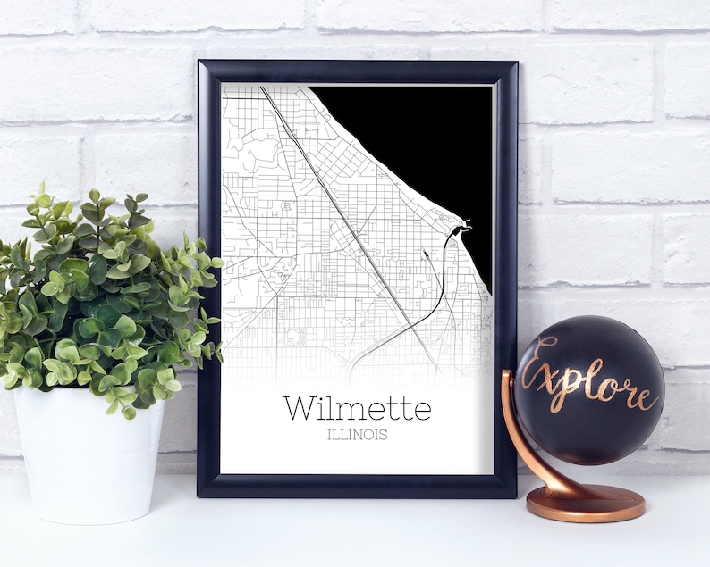 Wilmette City Map INSTANT DOWNLOAD Wilmette City Illinois Etsy