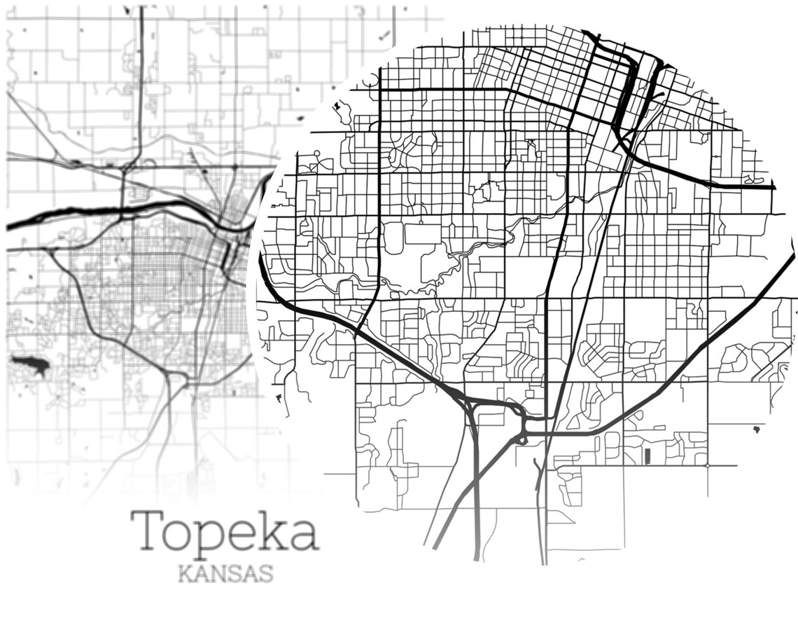 Topeka Map INSTANT DOWNLOAD Topeka Kansas City Map Printable Etsy