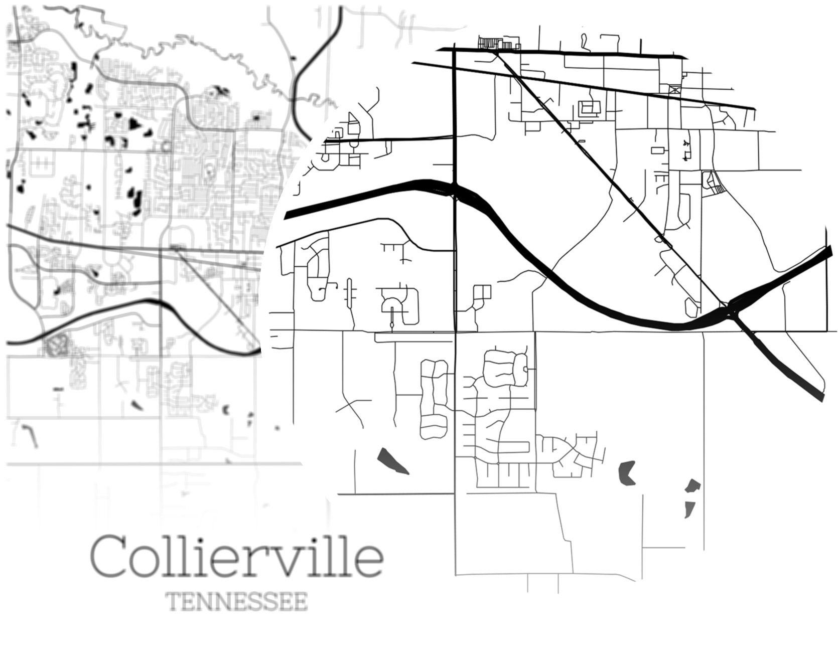 Collierville Map INSTANT DOWNLOAD Collierville Tennessee City Etsy
