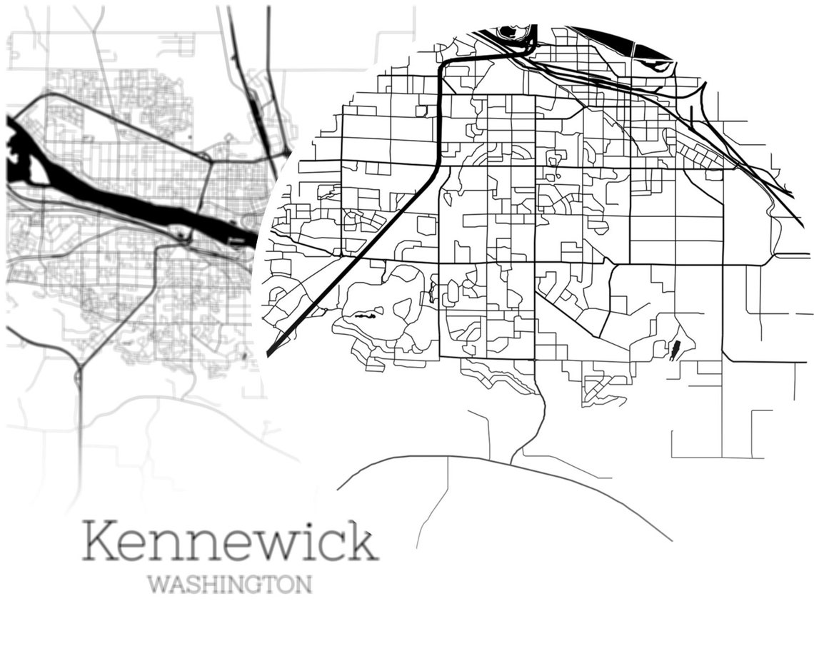 Kennewick Map INSTANT DOWNLOAD Kennewick Washington City Map | Etsy