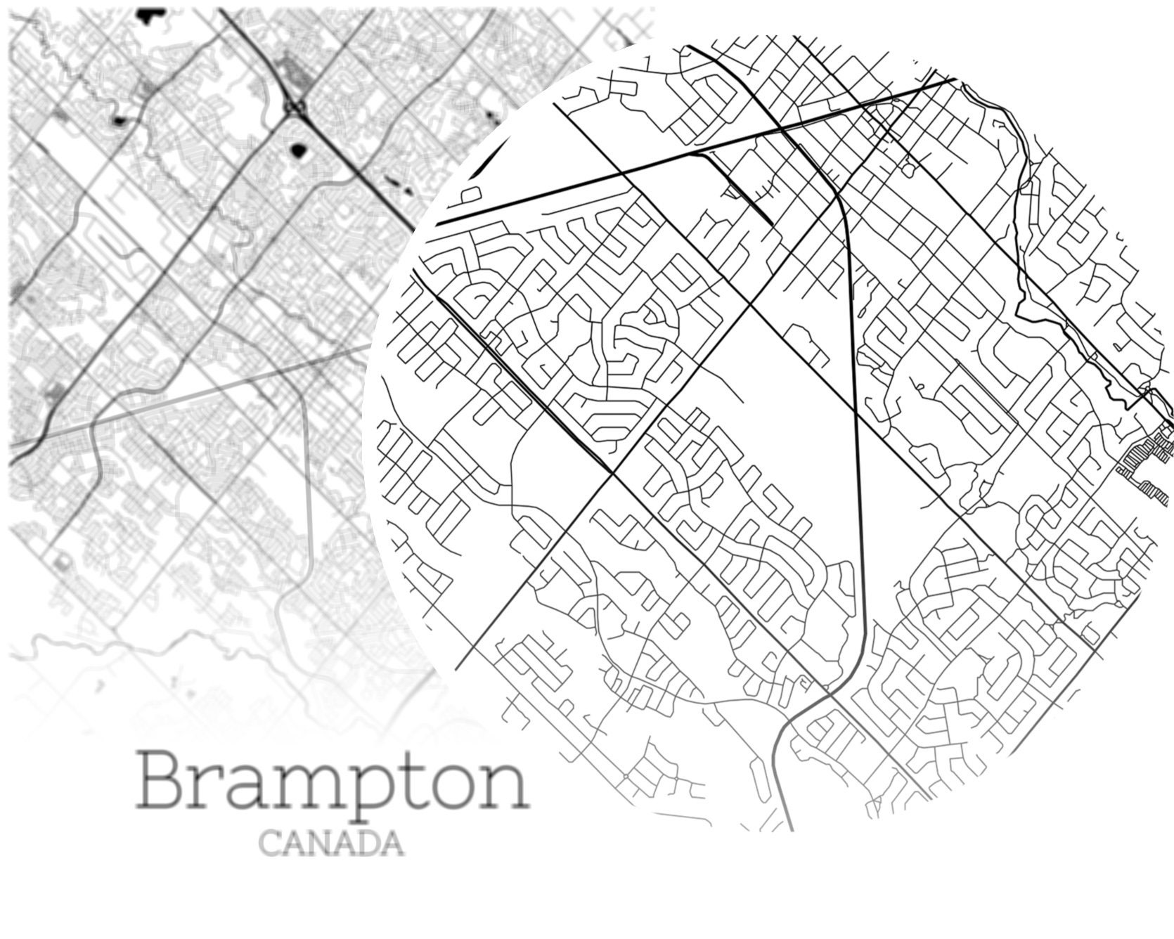 Brampton Map INSTANT DOWNLOAD Brampton Canada City Map Etsy