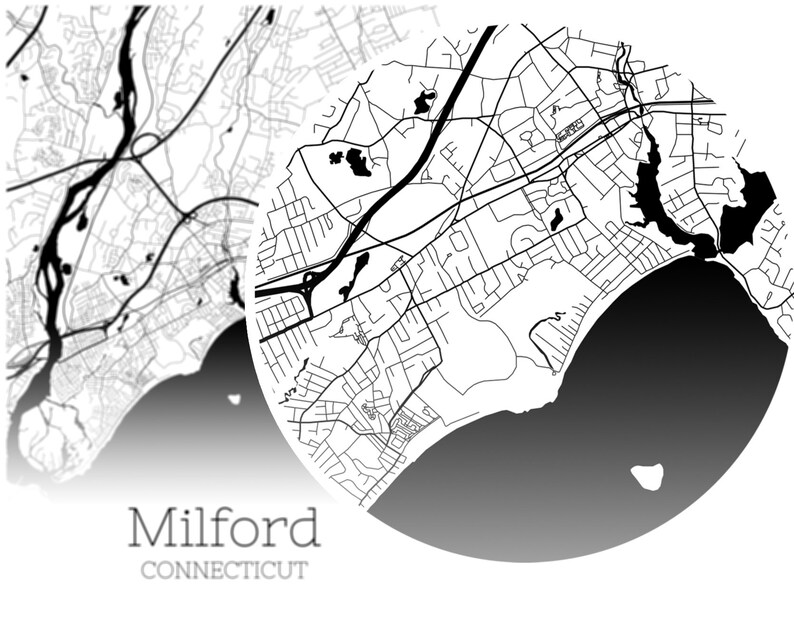 Milford Map INSTANT DOWNLOAD Milford Connecticut City Map Etsy