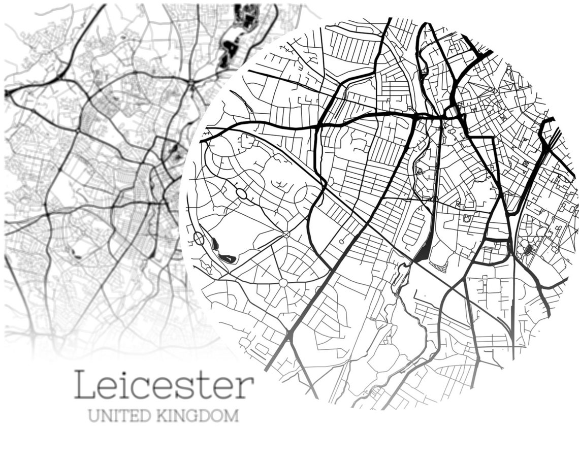 Leicester Map INSTANT DOWNLOAD Leicester United Kingdom City Etsy