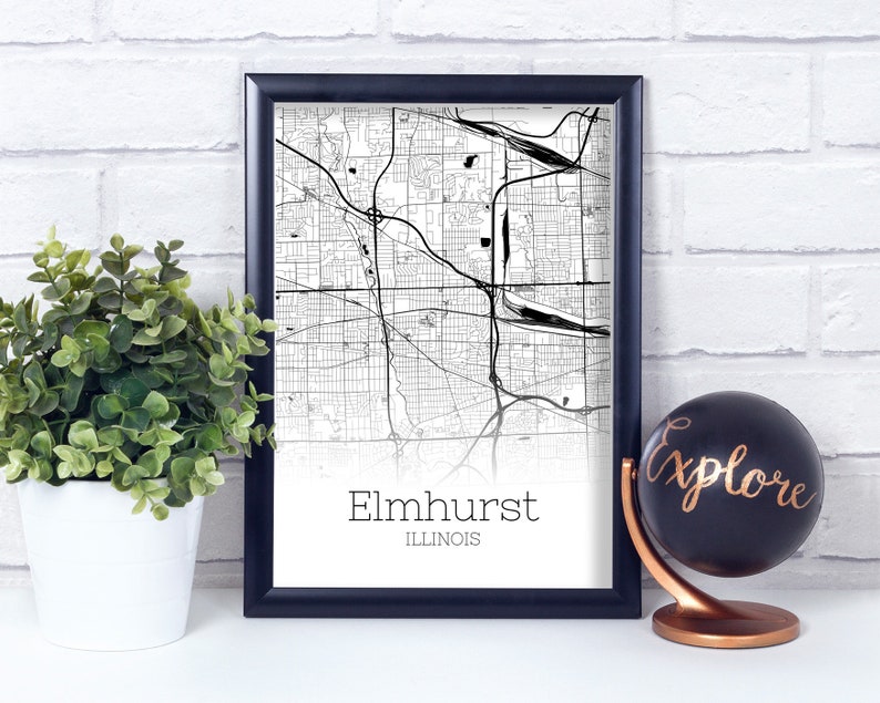 Elmhurst Map INSTANT DOWNLOAD Elmhurst Illinois City Map Etsy