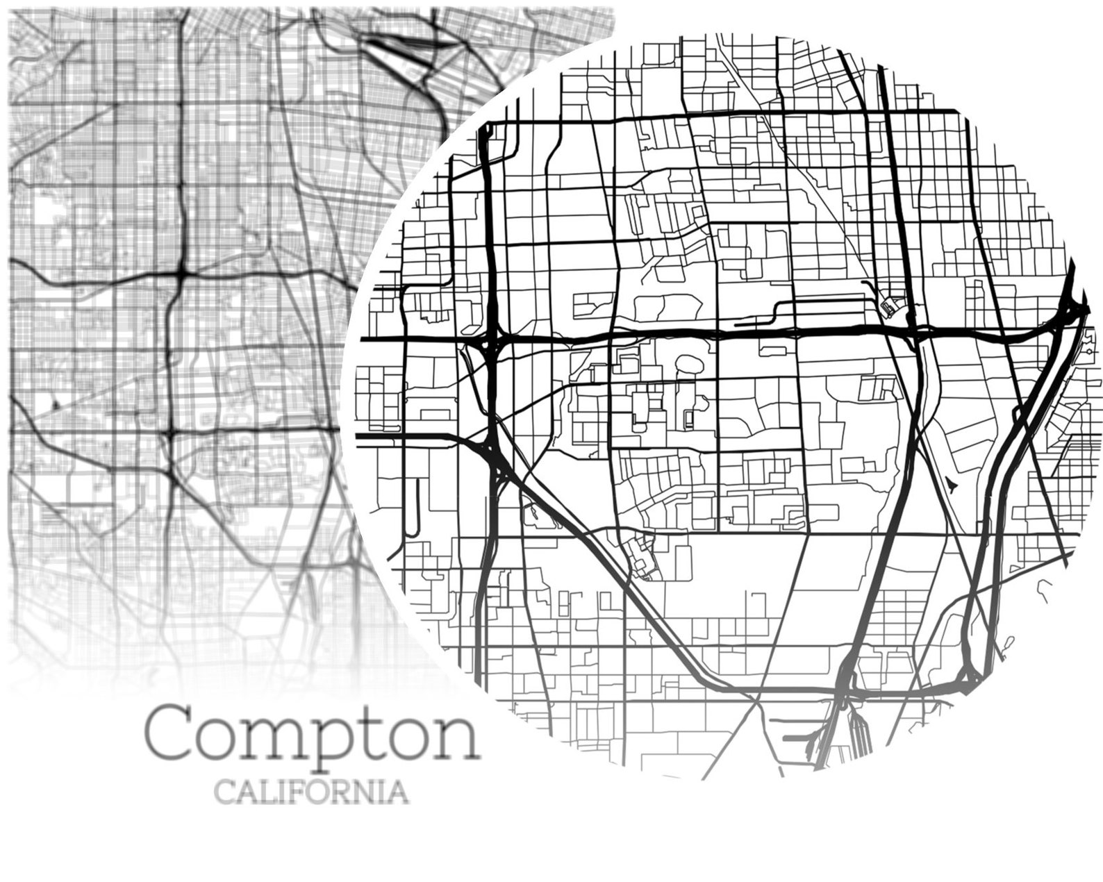 Compton Map INSTANT DOWNLOAD Compton California City Map Etsy