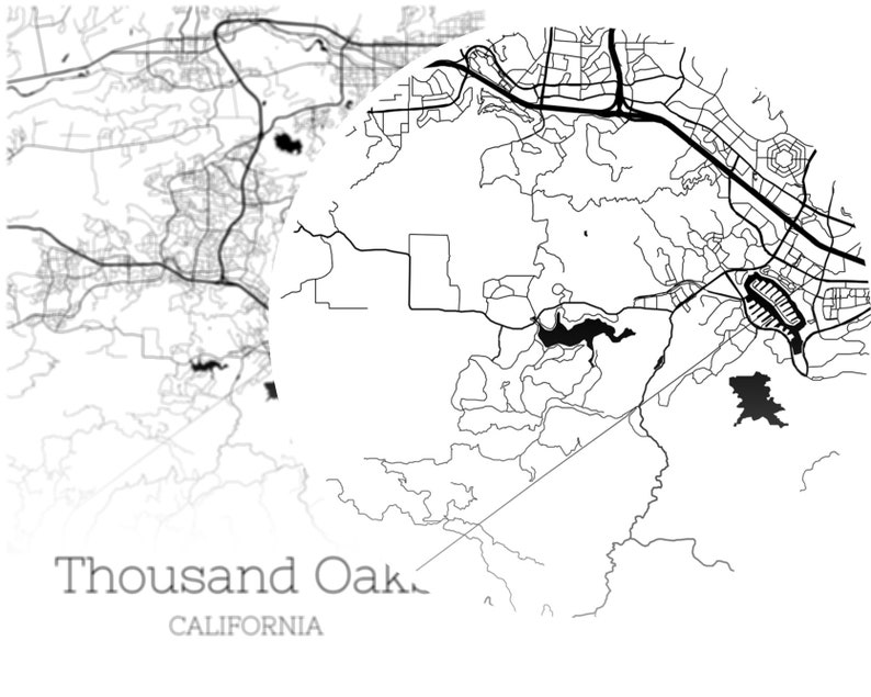 Thousand Oaks Map INSTANT DOWNLOAD Thousand Oaks California Etsy