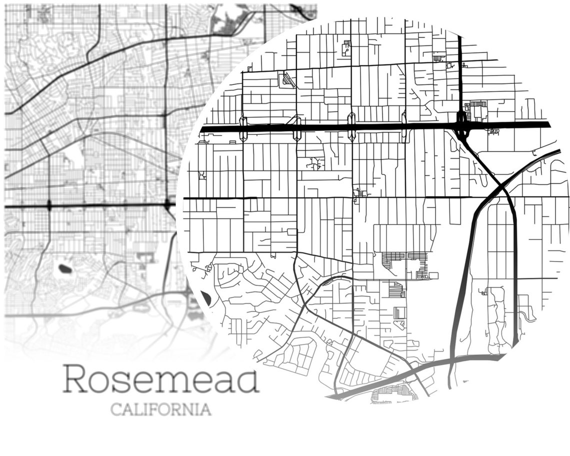 Rosemead Map INSTANT DOWNLOAD Rosemead California City Map Etsy