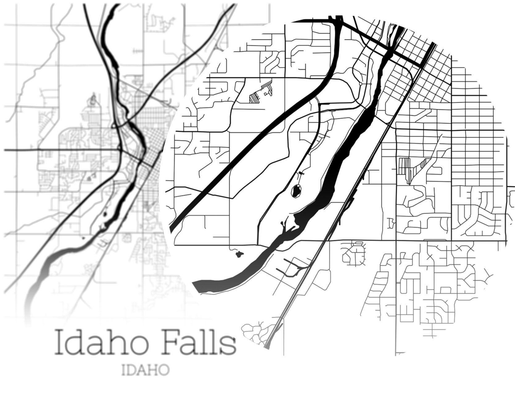 Idaho Falls Mapa DESCARGA INSTANTE Idaho Falls Idaho City Map Etsy