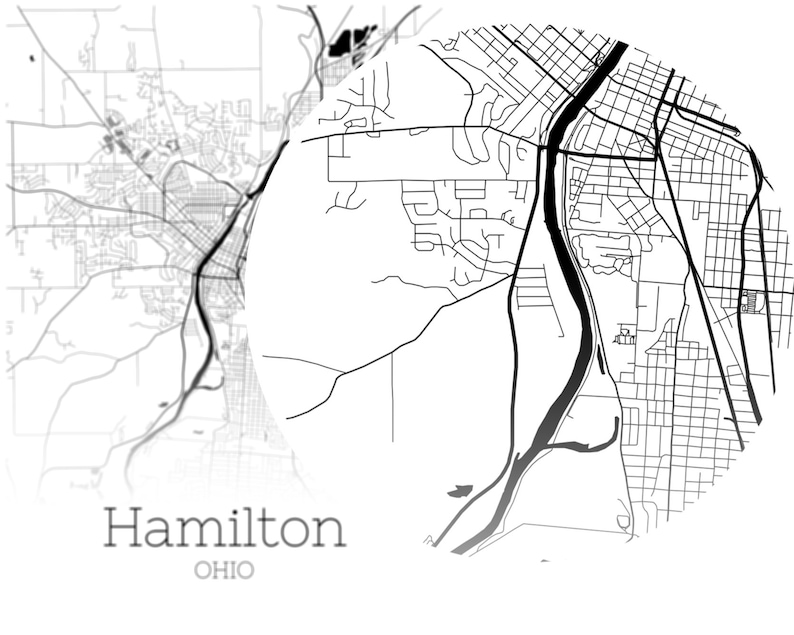 Hamilton Map INSTANT DOWNLOAD Hamilton Ohio City Map  Etsy
