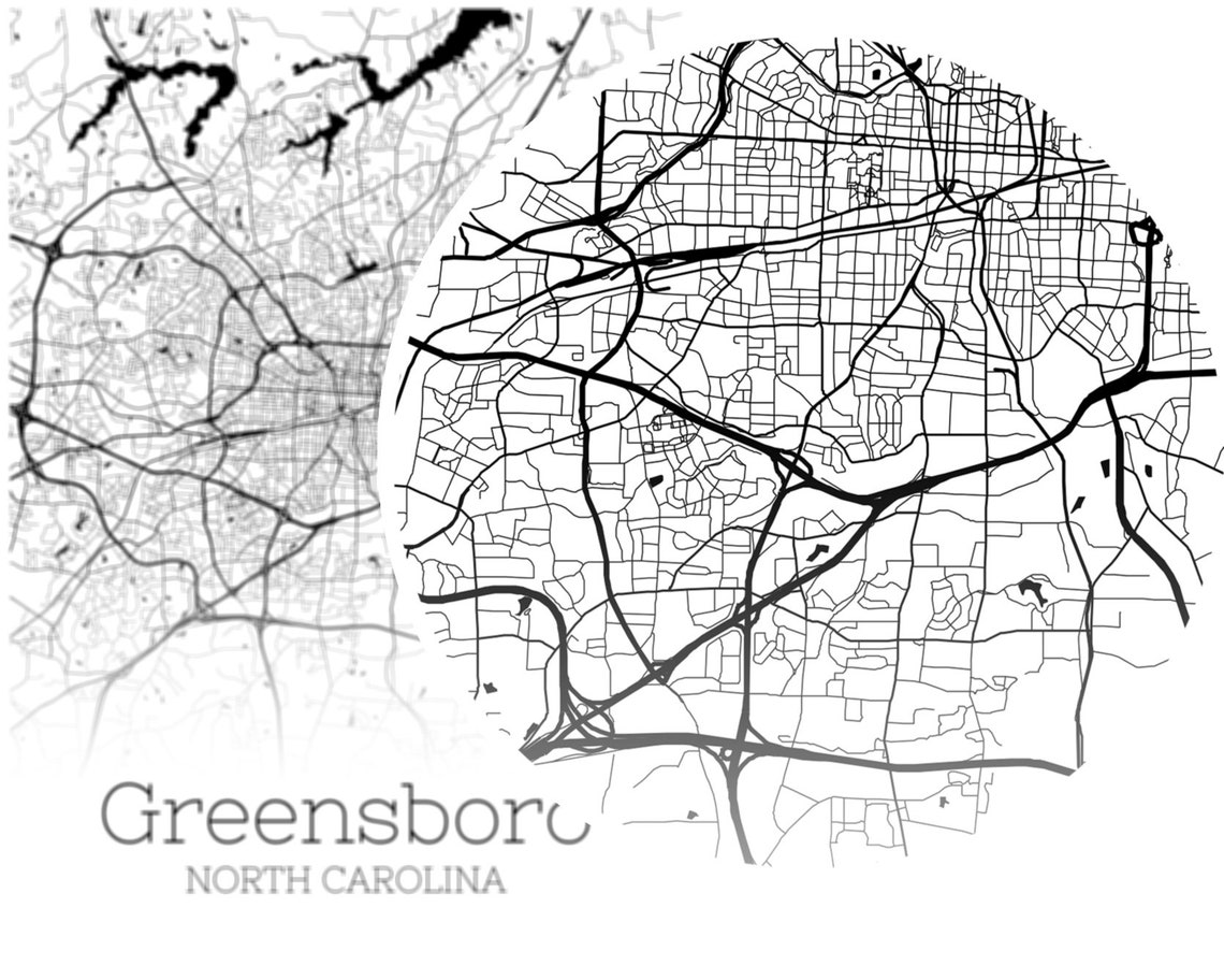 Greensboro Map INSTANT DOWNLOAD Greensboro North Carolina Etsy