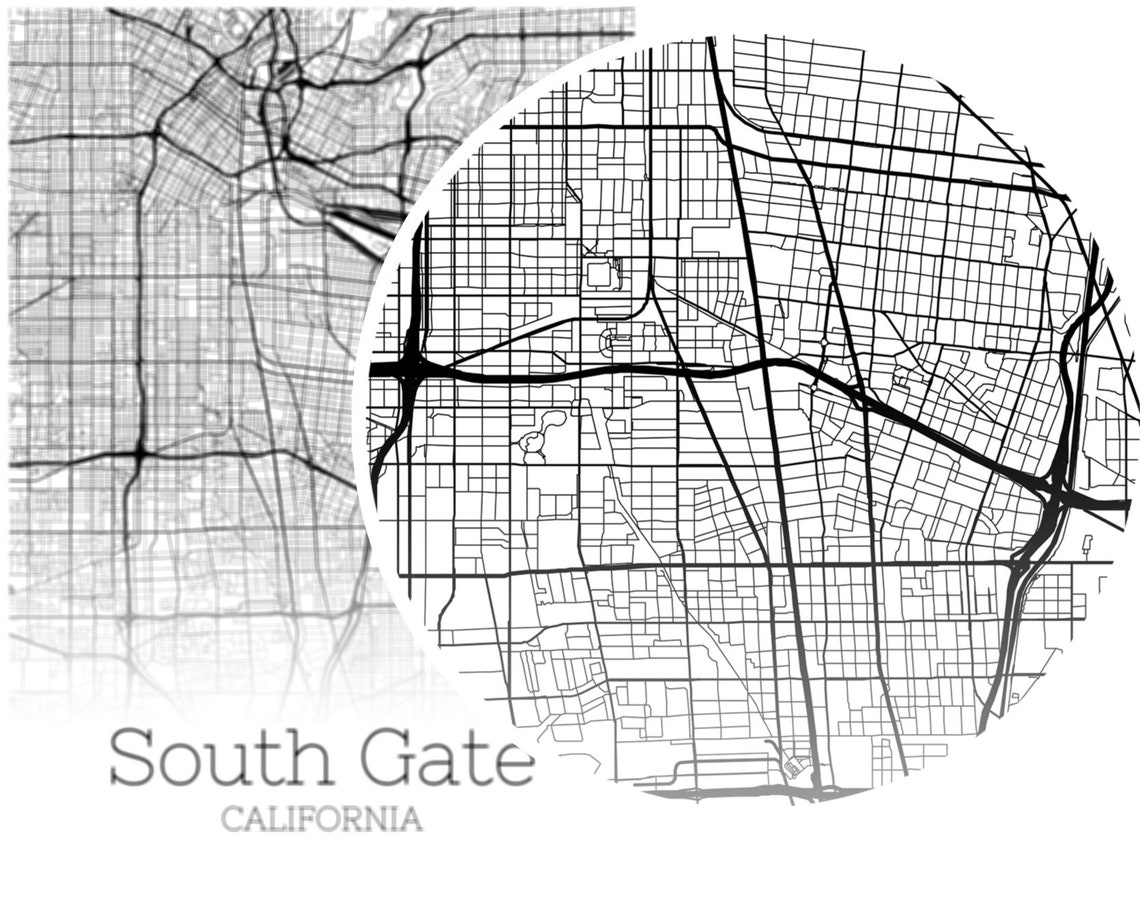 South Gate Map INSTANT DOWNLOAD South Gate California City Etsy
