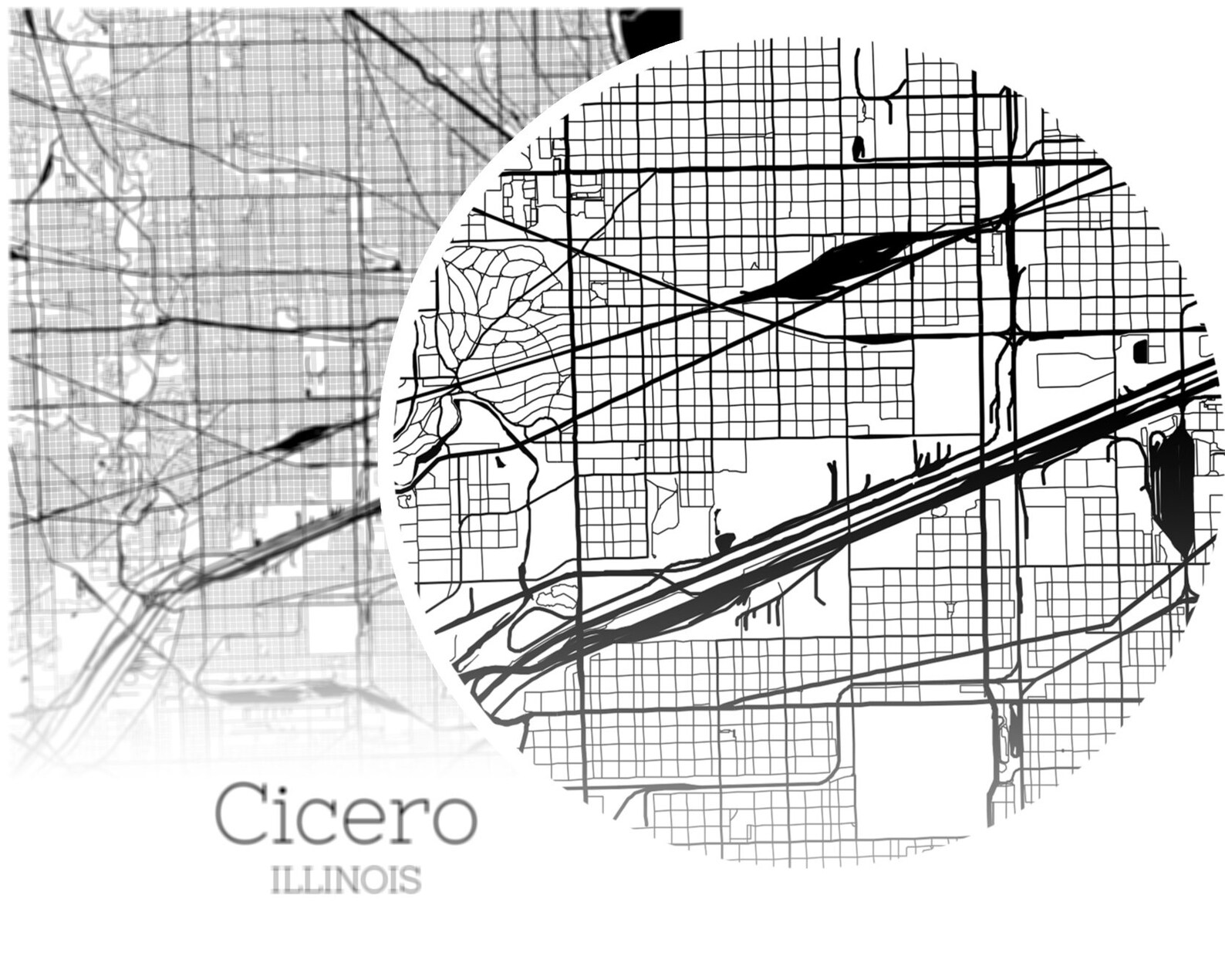 Cicero Map INSTANT DOWNLOAD Cicero Illinois City Map Etsy