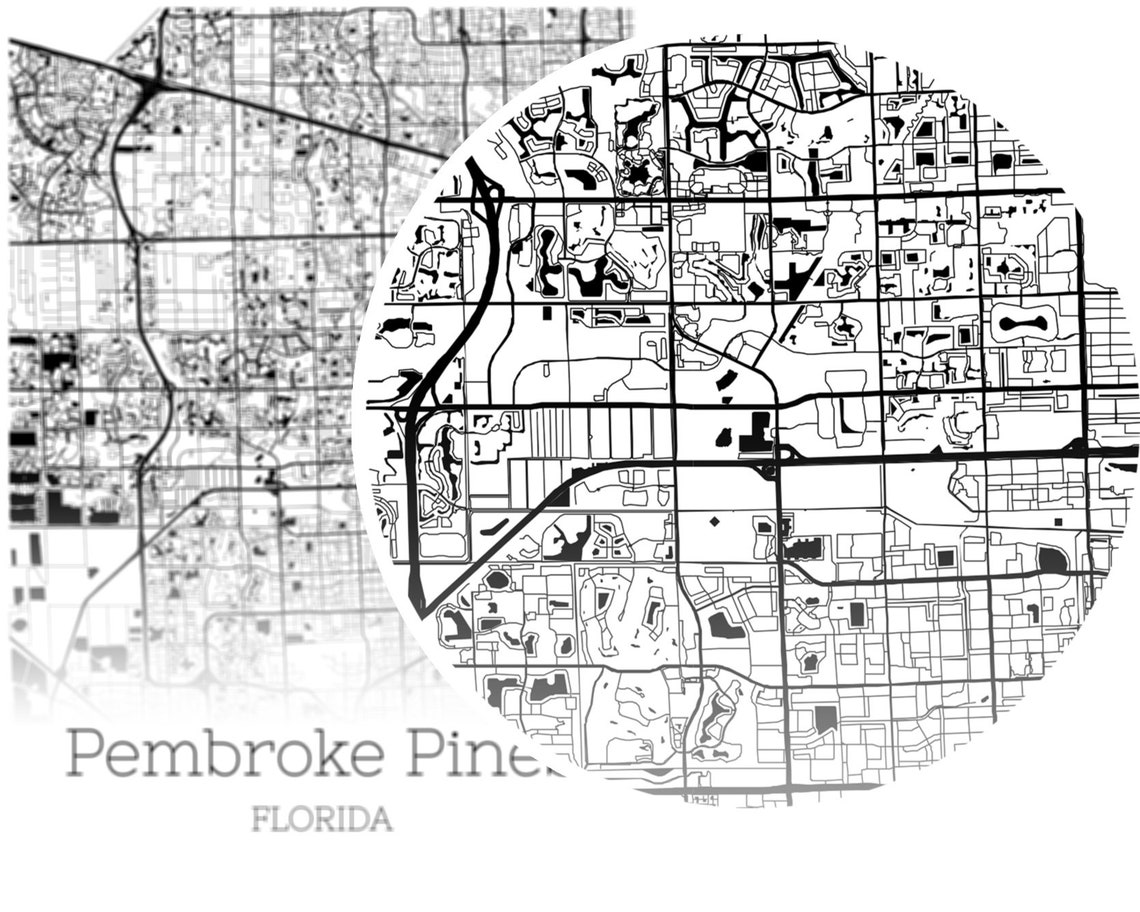 Pembroke Pines Map INSTANT DOWNLOAD Pembroke Pines Florida  Etsy