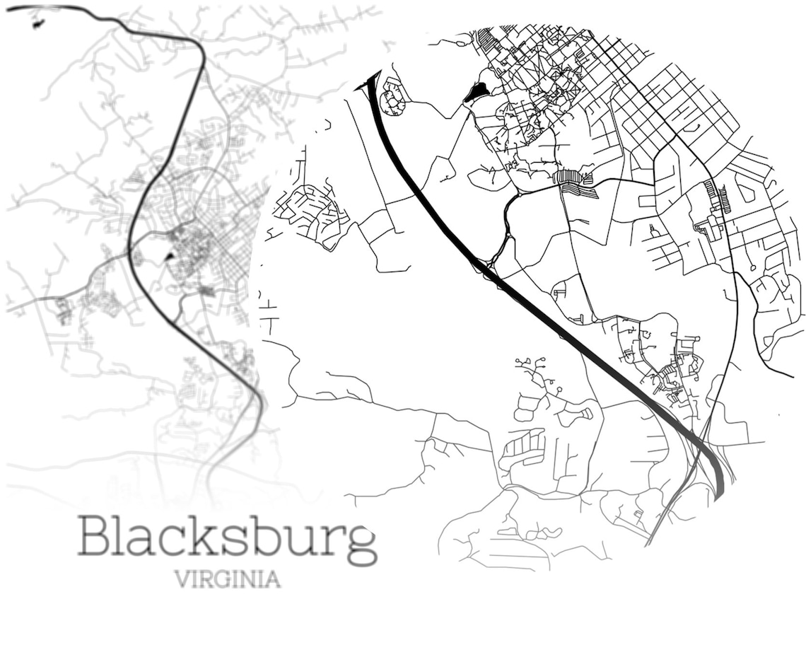 Blacksburg Map INSTANT DOWNLOAD Blacksburg Virginia City Map Etsy