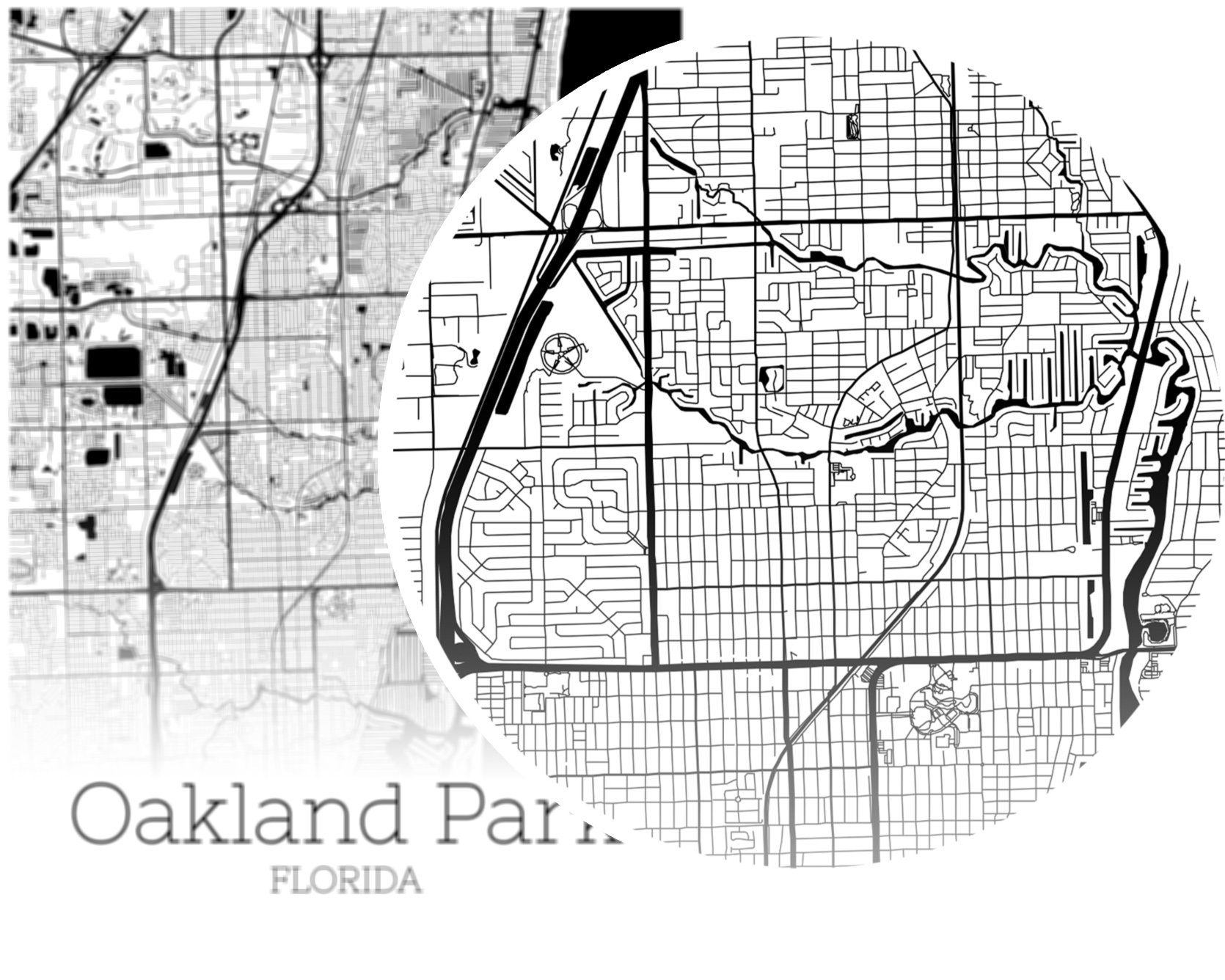 Oakland Park Map INSTANT DOWNLOAD Oakland Park Florida City Etsy