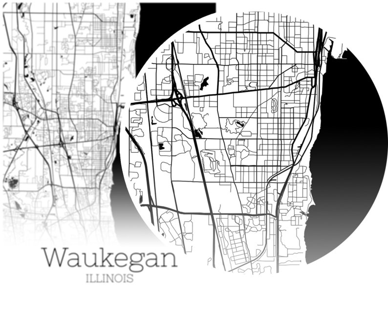 Waukegan Map INSTANT DOWNLOAD Waukegan Illinois City Map  Etsy