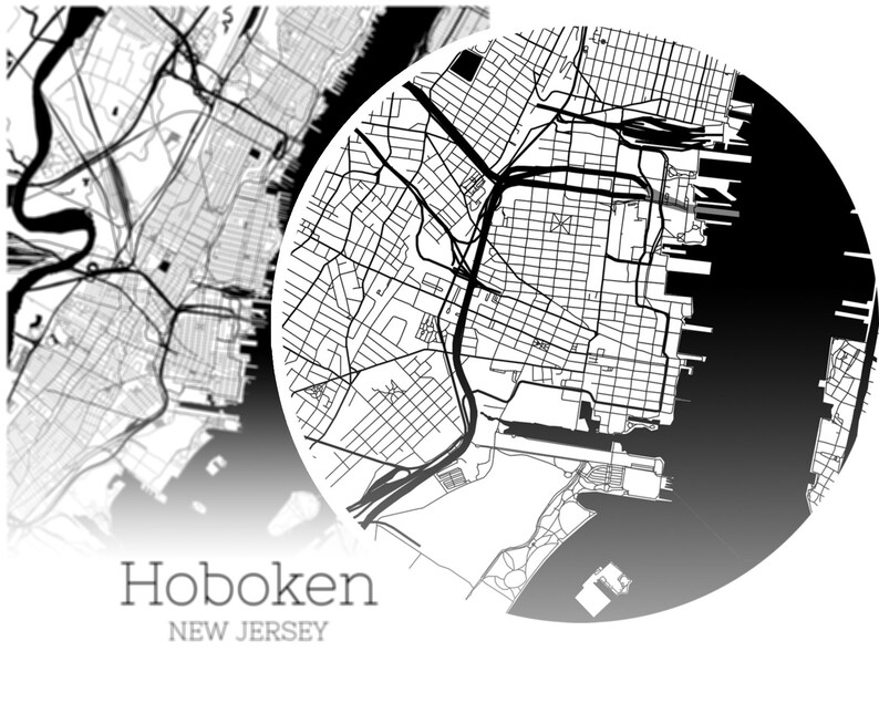 Hoboken Map INSTANT DOWNLOAD Hoboken New Jersey City Map Etsy