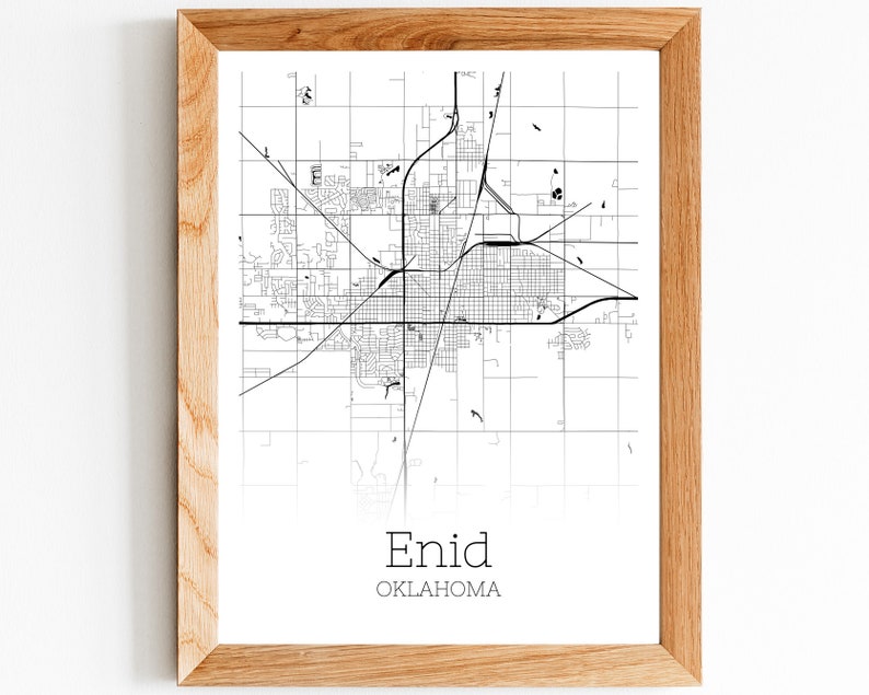 Enid Map INSTANT DOWNLOAD Enid Oklahoma City Map Printable | Etsy