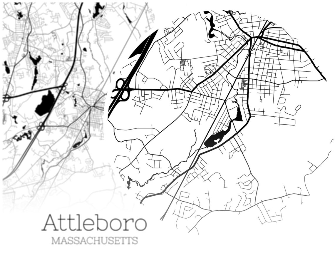 Attleboro Map INSTANT DOWNLOAD Attleboro Massachusetts City  Etsy