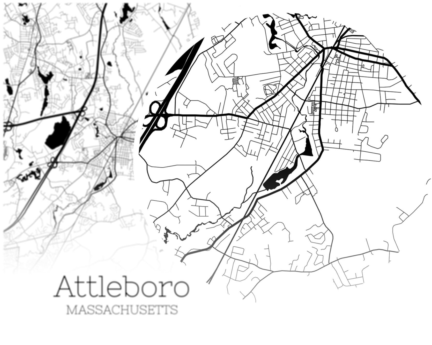 Attleboro Map INSTANT DOWNLOAD Attleboro Massachusetts City  Etsy
