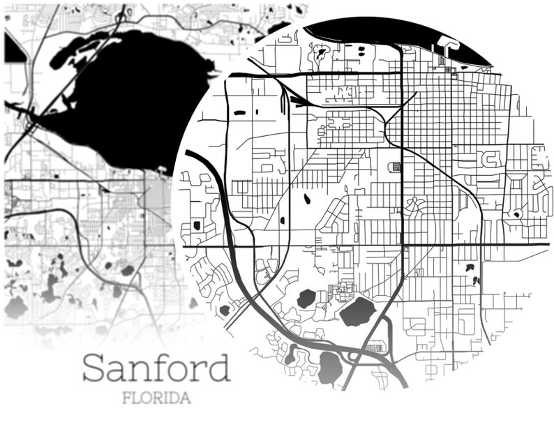 Sanford Map INSTANT DOWNLOAD Sanford Florida City Map Etsy