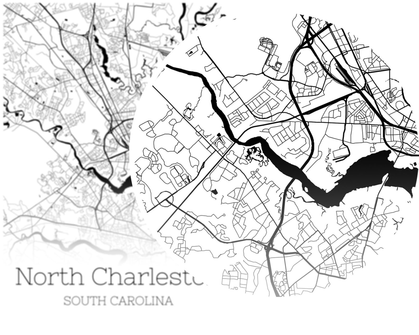 North Charleston Map INSTANT DOWNLOAD North Charleston South Etsy