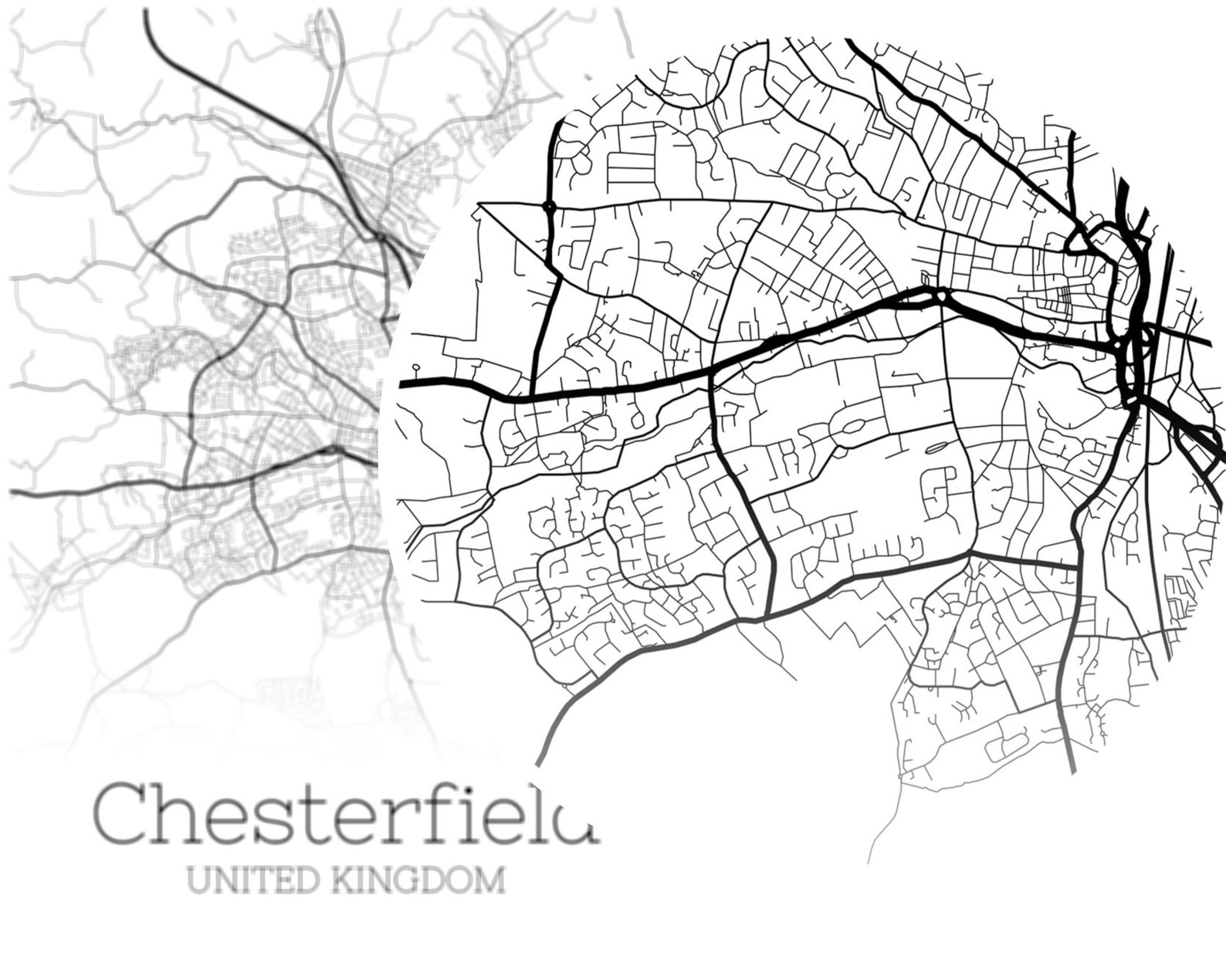 Chesterfield Map INSTANT DOWNLOAD Chesterfield United Kingdom Etsy