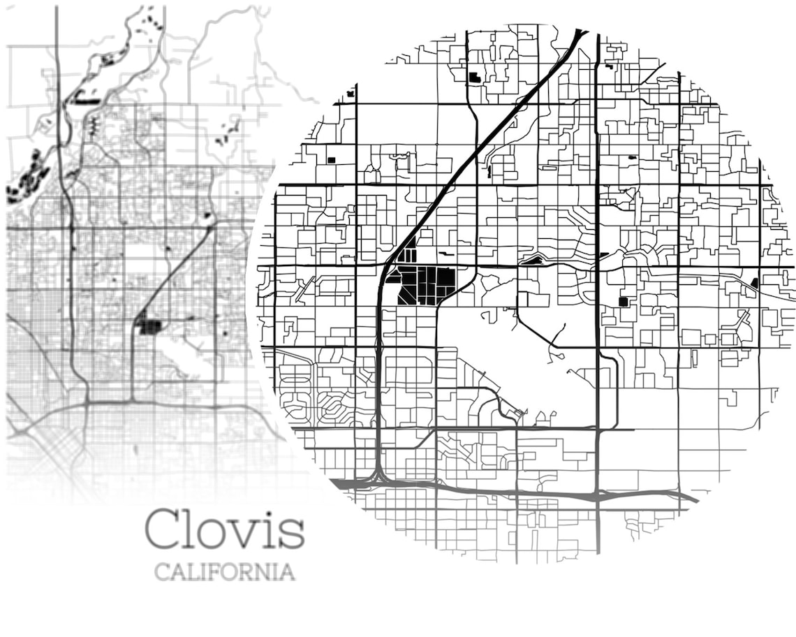 Clovis Map INSTANT DOWNLOAD Clovis California City Map Etsy