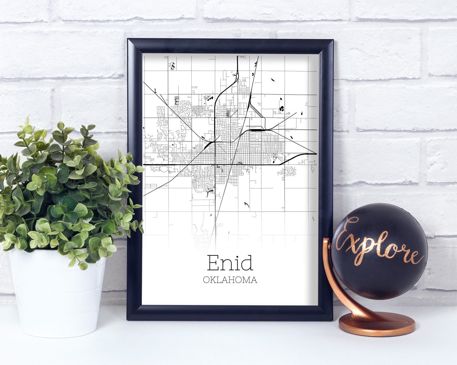 Enid Map INSTANT DOWNLOAD Enid Oklahoma City Map Printable | Etsy