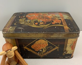 Eduscho Coffee Tin Antique Tin 1950s 40s Tin