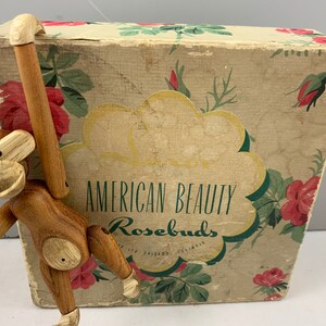 Caja de cartón antigua American Beauty, EE. UU., años 40, Luxor Chicago Rosebuds
