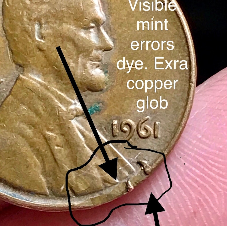 1961 mint error penny Etsy