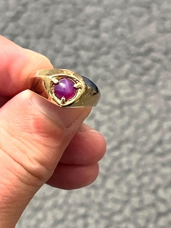 Star Sapphire Solid 10k solid yellow  Gold Ring - image 1
