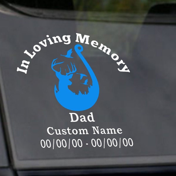 Hunter In Loving Memory Decal, Custom In Loving Memory Memorial Gift Car Decal, 2 color Memorial car decal
