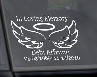BSG Forever Loved in Loving Memory Personalized Decal Sticker/Vinyl Custom Vehicle Decal/Remembrance Sticker White 