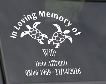 Sea Turtles In Loving Memory Decal, Custom In Loving Memory Car Decal, In Memory of Sea Turtles Car Decal, In Memory of Memorial Decal