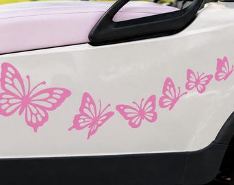 Butterfly Golf Cart Decal Set of 2, Outdoor Vinyl Side Stickers, 3 Sizes